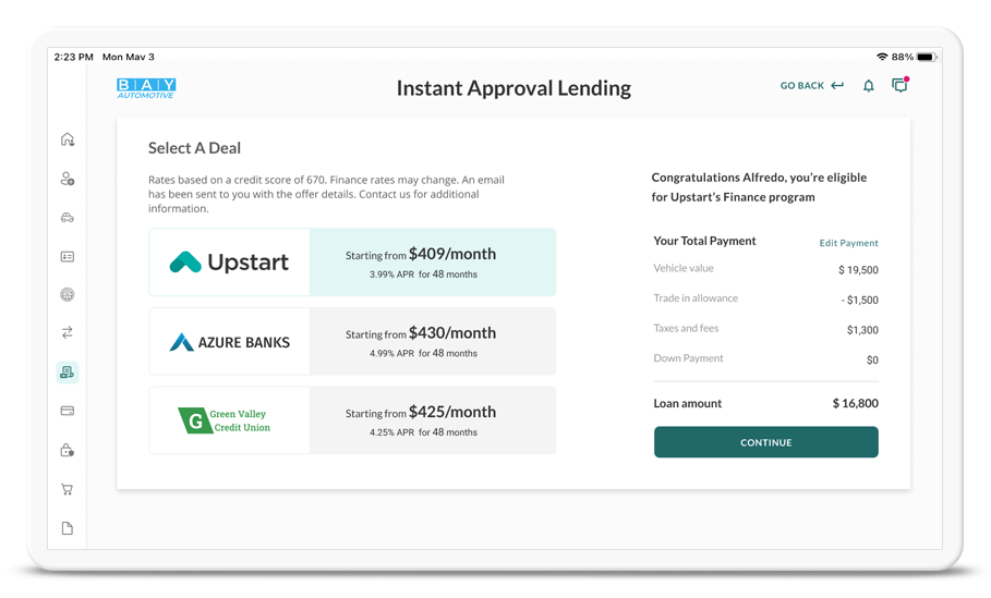 Get instant approvals with Upstart Auto Retail