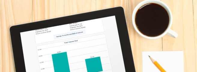 Tablet with graphs - Upstart Personal Loans