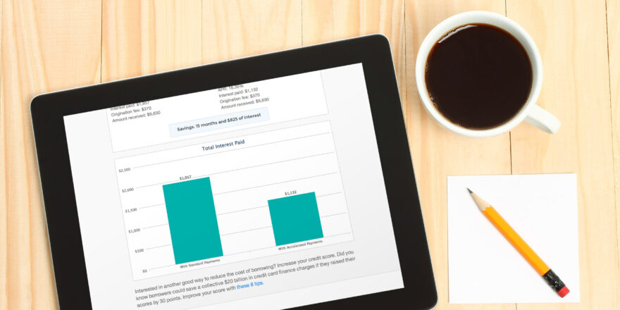 Tablet with graphs - Upstart Personal Loans