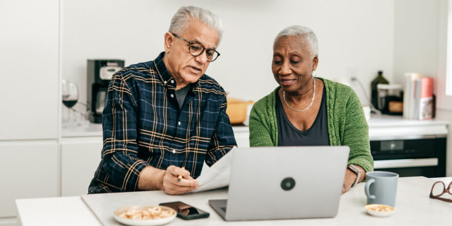 Couple reviews finances while preparing for marriage