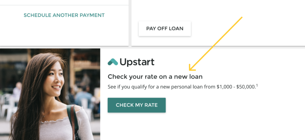 Upstart second personal loan dashboard