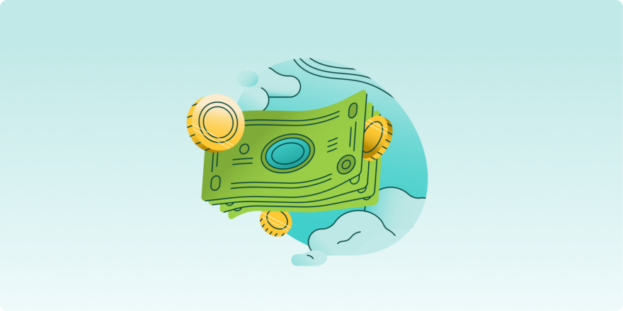 money on a upstart blue background