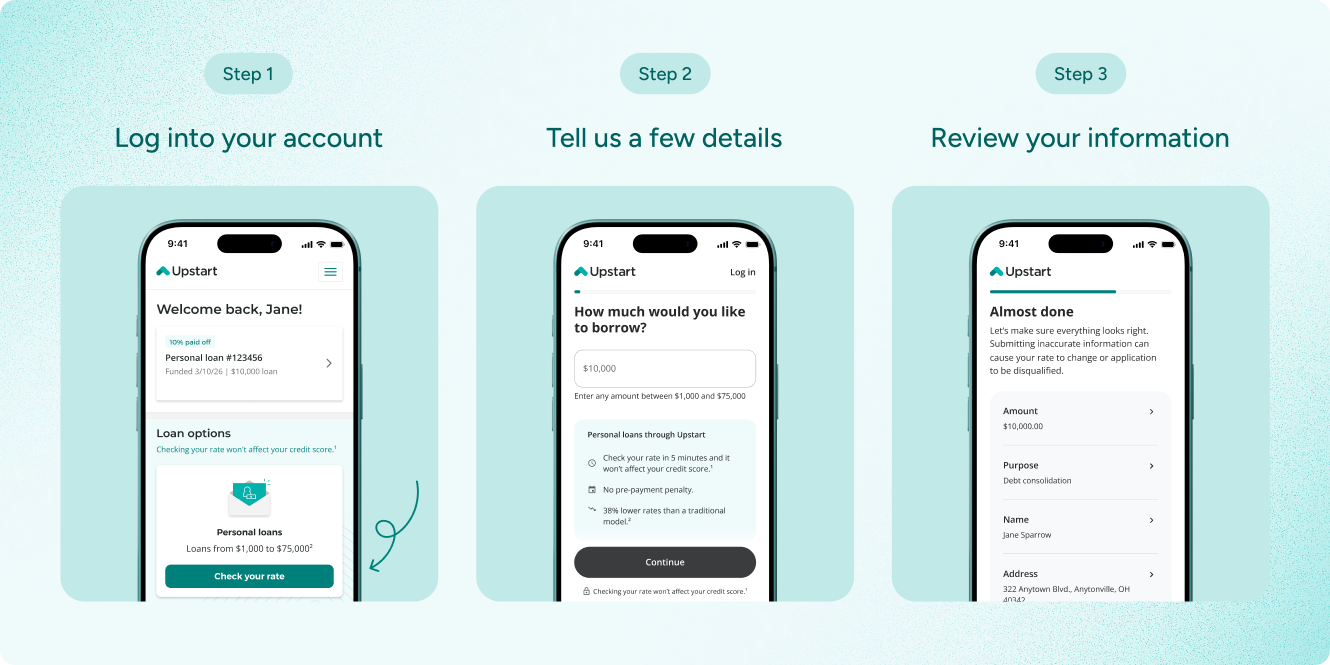second loan upstart step 1-3
