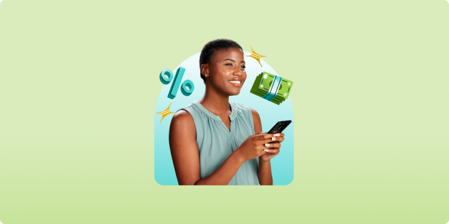 a woman holding a phone