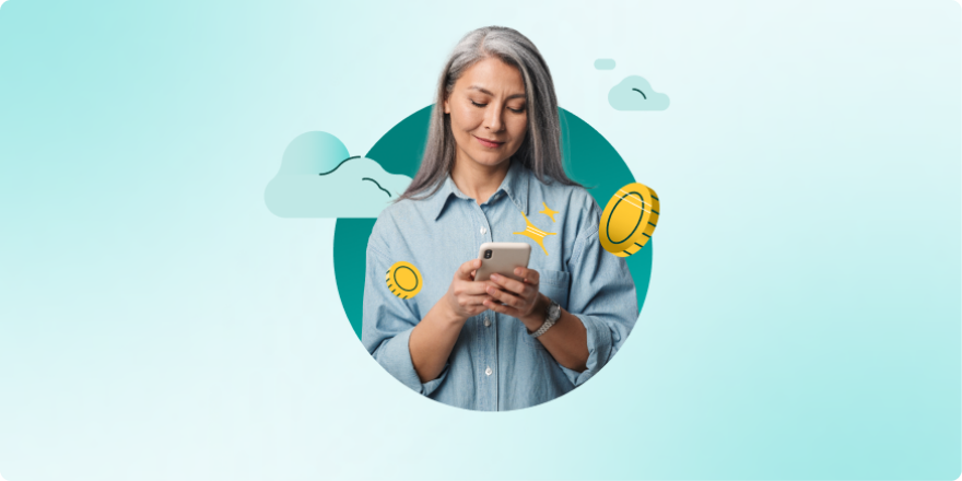a woman holding a phone