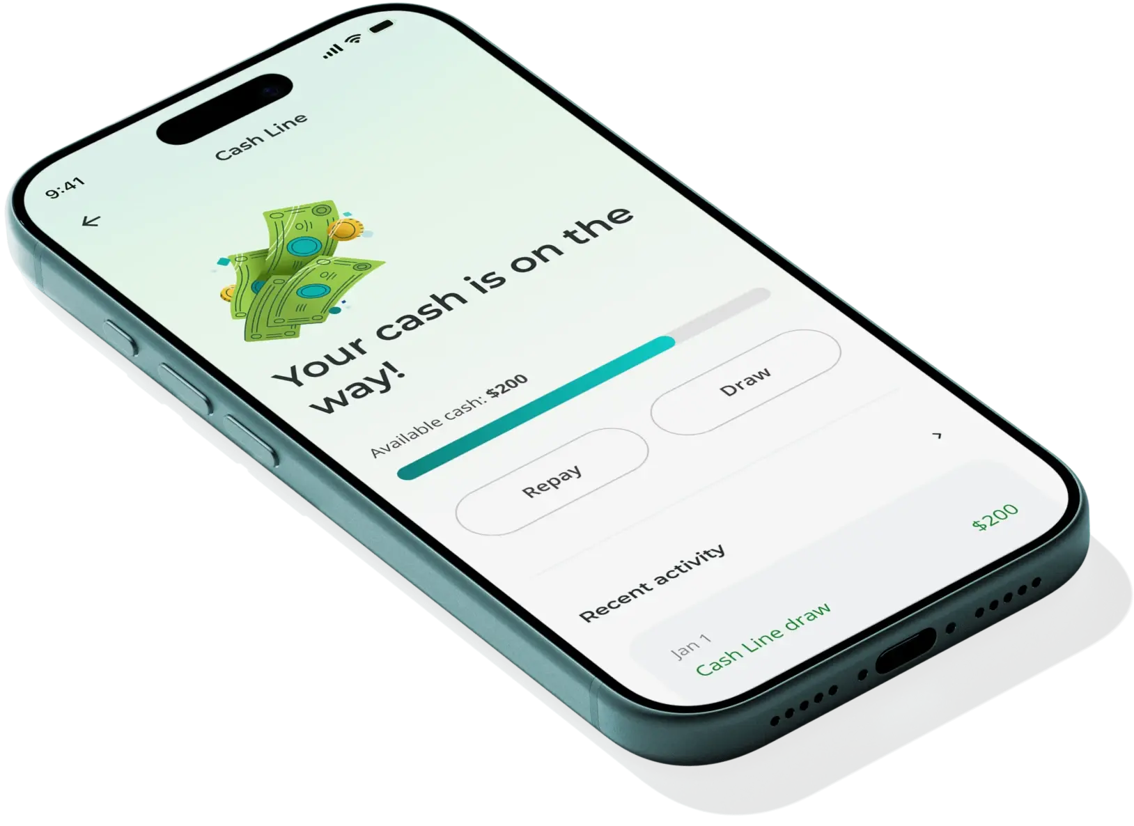 Cash Line app on phone