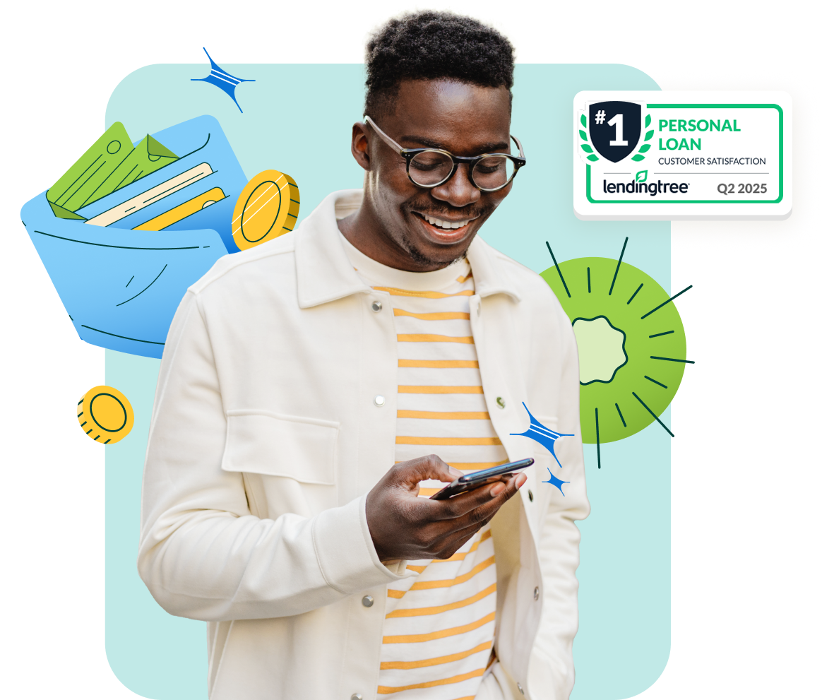 A man checking his rate for an Upstart powered personal loan