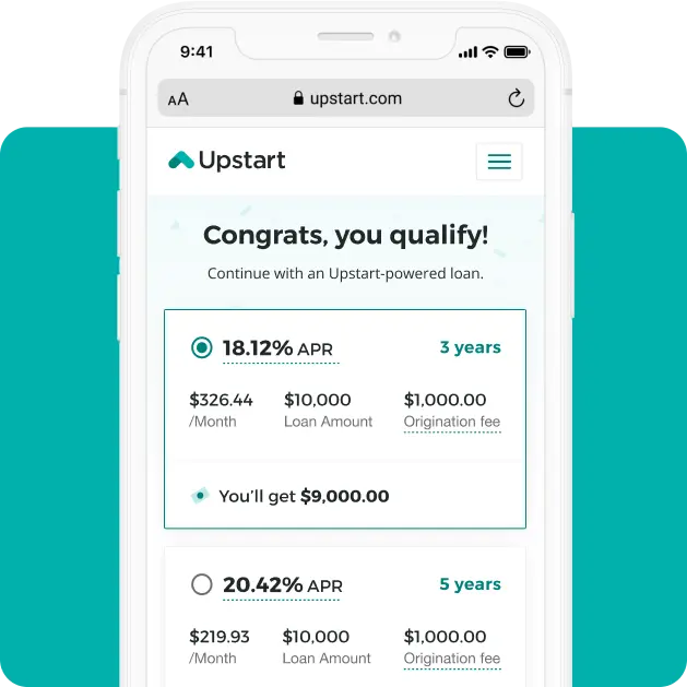 Upstart Personal Loan Got Rate Page