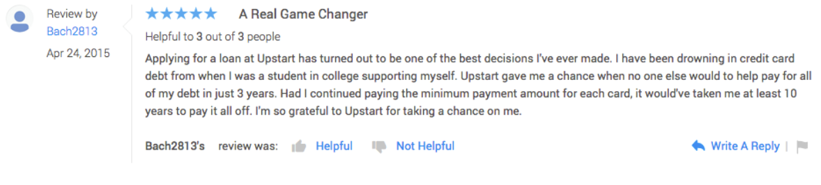 Upstart credit karma reviews