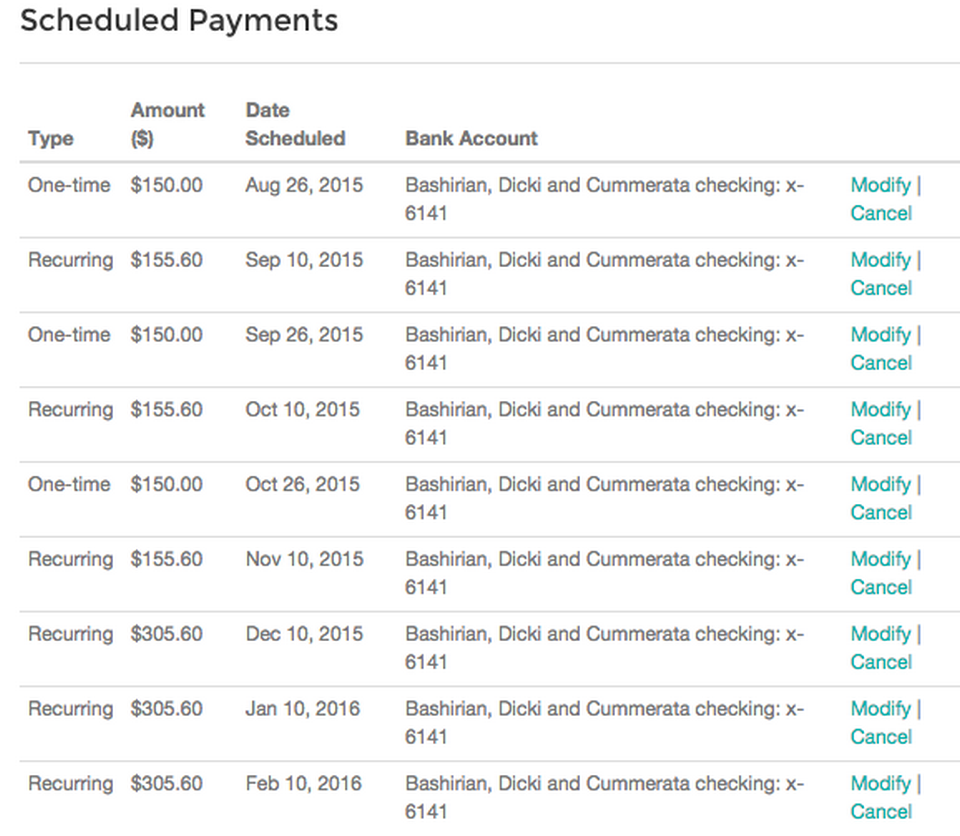Upstart schedule payments